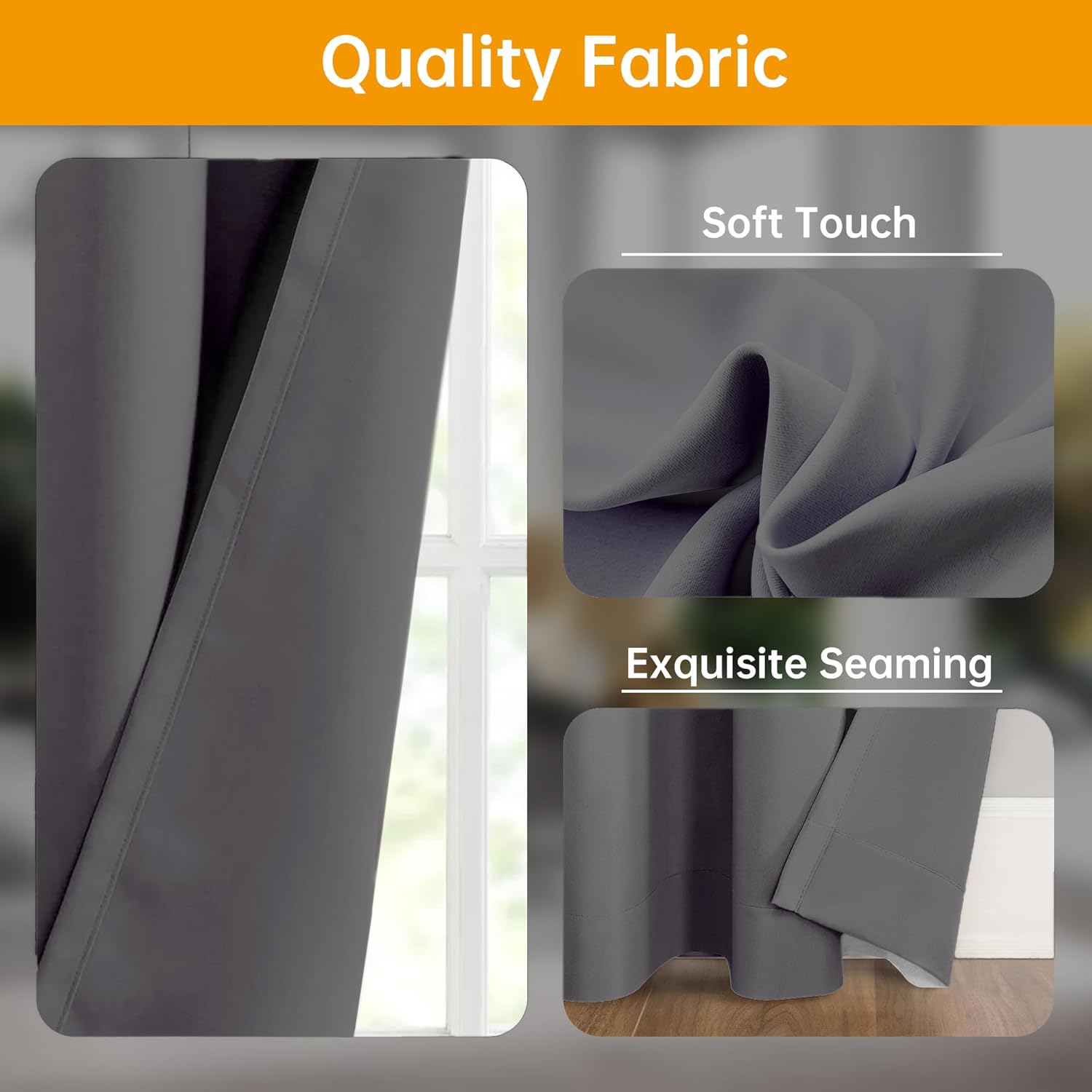 Room Divider Curtains, Blackout Ceiling Track Curtain with Hook Sound Proof Floor Curtains Perfect for Ceiling Mount Curtain Tracks Wall Divider for Room Separation (Grey, W120 x H108)