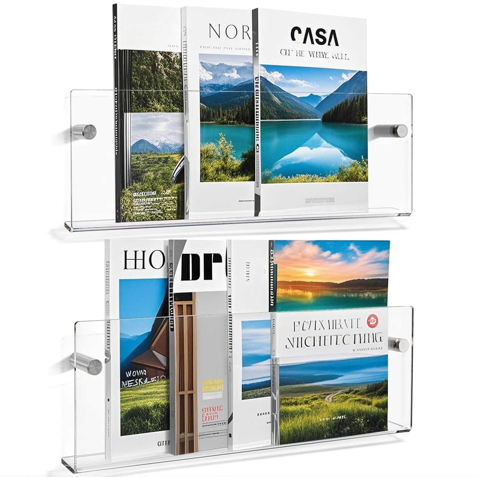 Photo 1 of Youeon Clear Acrylic Magazine Holder Wall Mount - 17 Inch