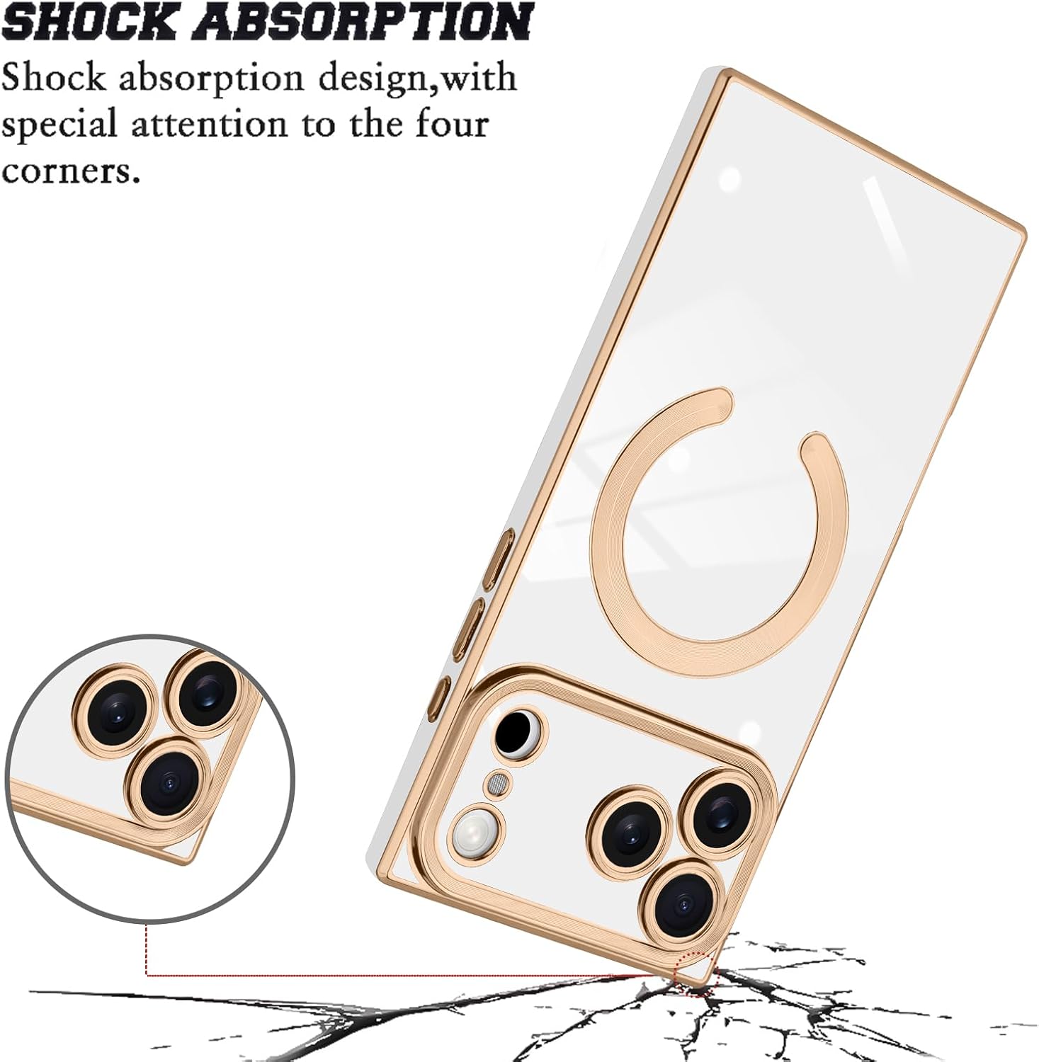 KANGHAR Case Designed for iPhone 17 Pro Magnetic [Compatible with MagSafe] Luxury Cute Plating Design Case Full-Body Anti-Scratch Shockproof Bumper Protective Cover White - Image 2