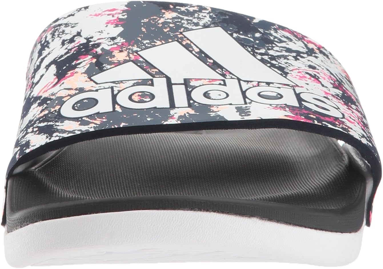 adidas Women's Adilette Comfort Slides Sandal, White/White/Core Black, 7