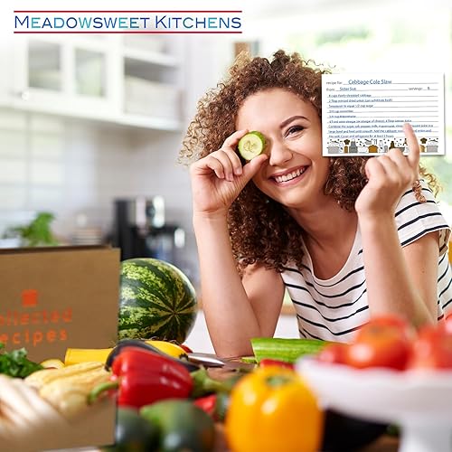 Miniatura 4 de Meadowsweet Kitchens Juego de tarjetas de recetas, 25 tarjetas de recetas de doble cara de 4 x 6 pulgadas, tarjetas en blanco de tamaño perfecto