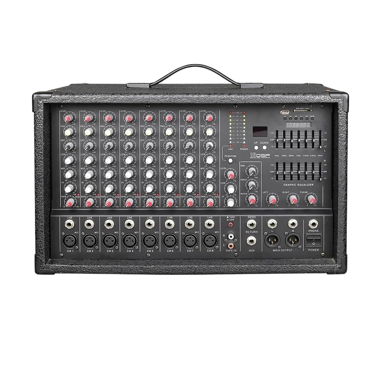 DJ-Controller, Professioneller Hochleistungsmixer EB8 im Kastenformat mit Leistungsverstärker. 8 Kanäle mit Leistungsverstärker