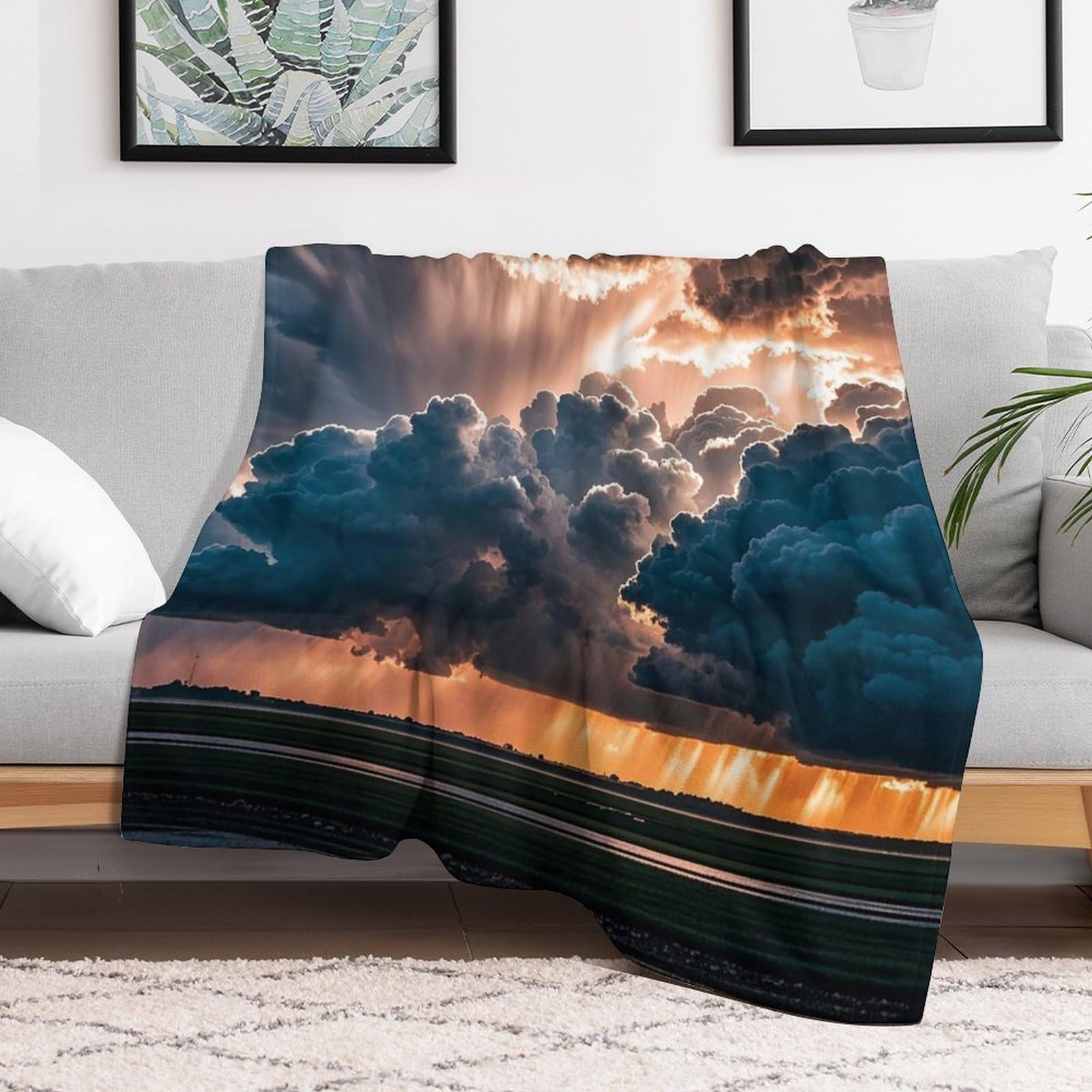 Couverture polaire en flanelle motif nuage pour des nuits douces et sereines