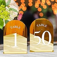 Vista 15 de JOYIT Números de Mesa de Boda en Arco 1-10 con Soportes – Letreros Acrílicos Impresos por Ambos Lados de 5" X 7" con Fondo Negro y Texto Blanco