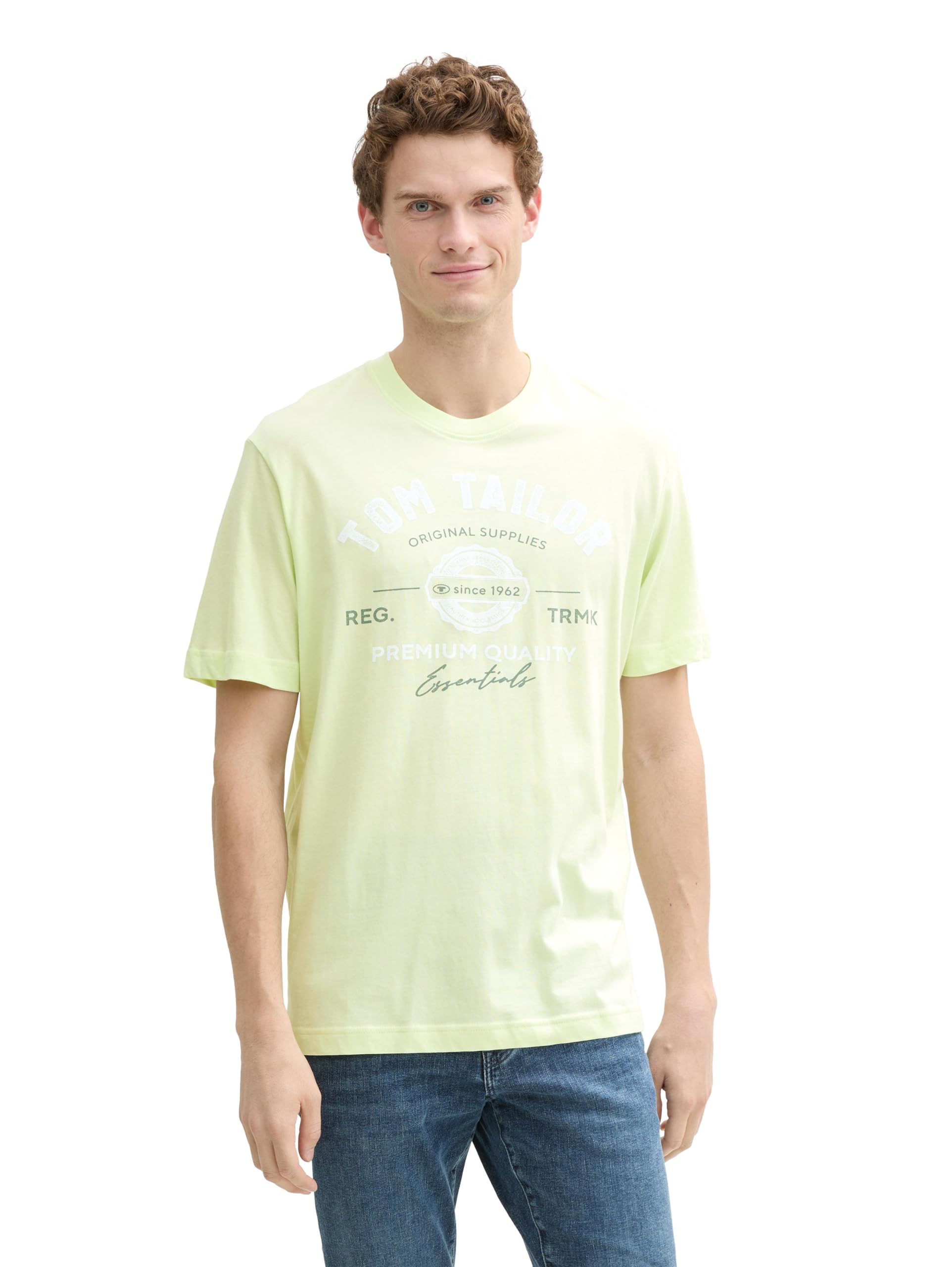 TOM TAILOR Herren T-Shirt aus Baumwolle mit Logo-Print