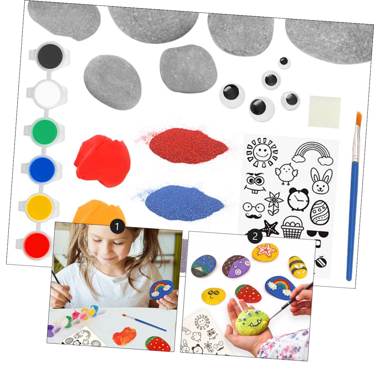 1 Satz Kinder Bastelset zum Kreativen Bemalen von Steinen