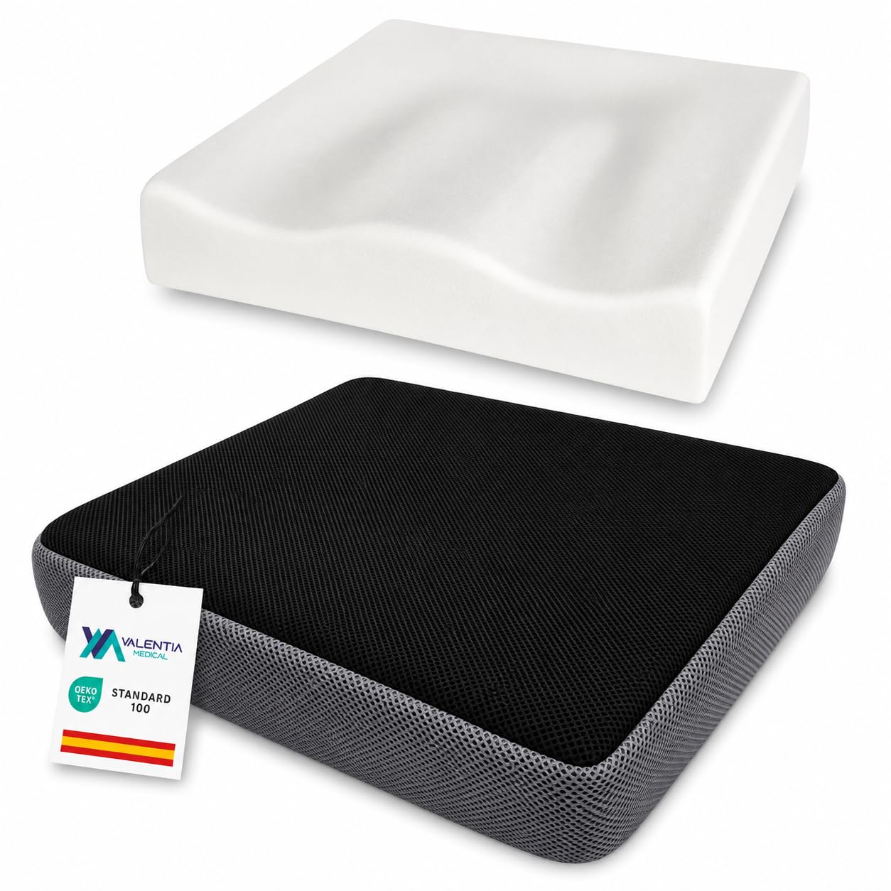 Cuscino Antidecubito in Memory Foam 42x42x8 cm – Supporto Ortopedico per Sedia a Rotelle – Federa Supersoft Lavabile con Base Antiscivolo - Certificato OEKO-TEX – Prodotto Europa