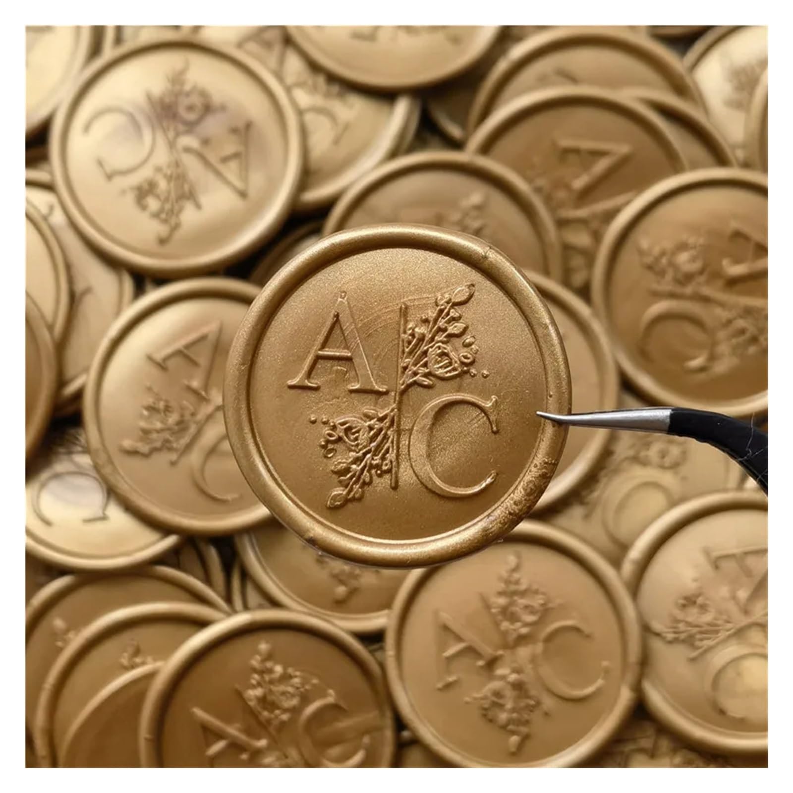 Pegatinas autoadhesivas con sello de lacre, Pegatinas autoadhesivas personalizadas con sello de cera, monograma, 2,5-3cm, 10-1000 Uds. for boda(60pcs)