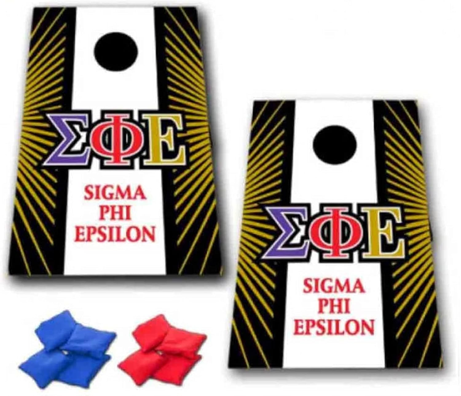 VictoryStore Cornhole Games - Sigma Phi Epsilon Cornhole Bag Toss Game - Stripe with Starburst - 8 Bags Included