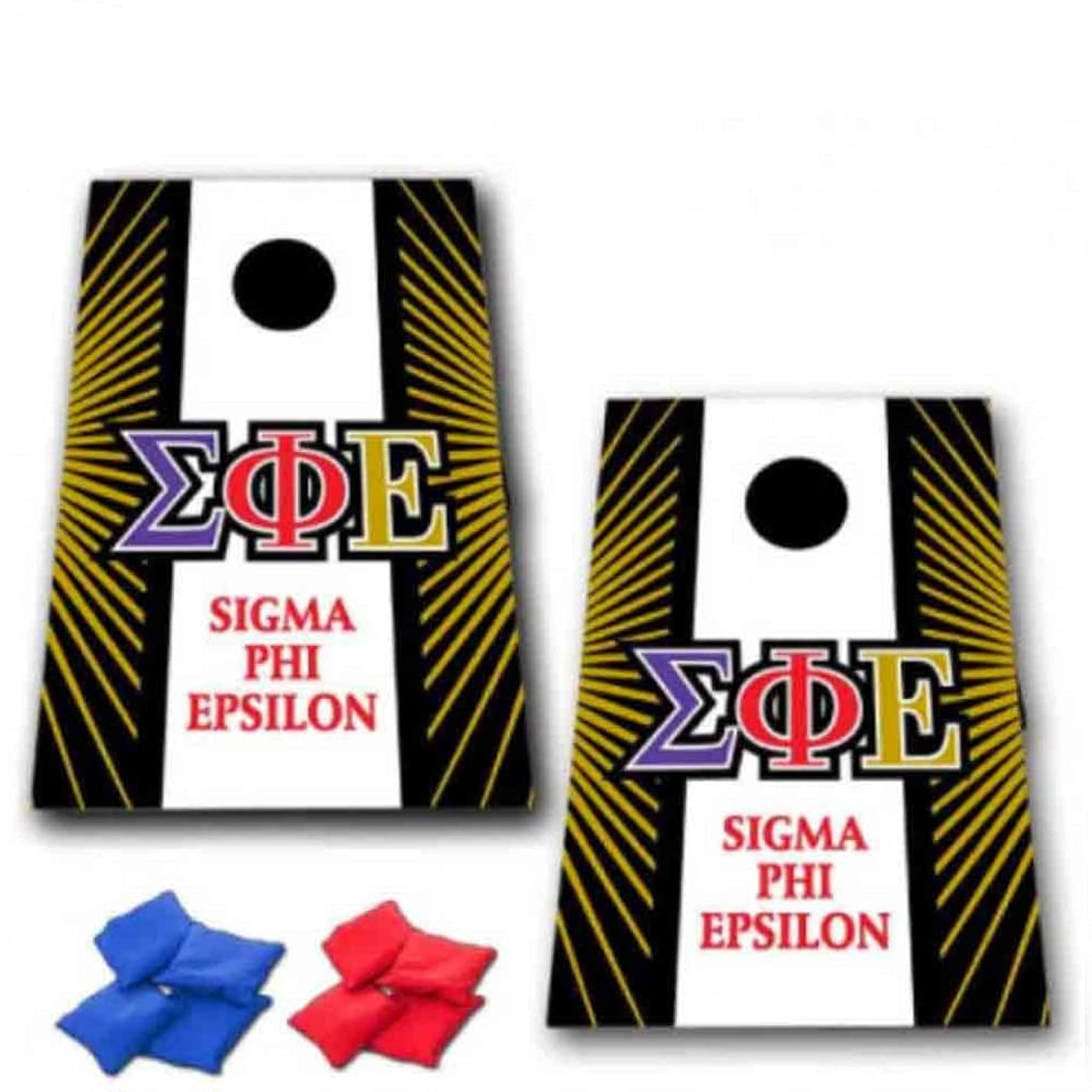 VictoryStore Cornhole Games - Sigma Phi Epsilon Cornhole Bag Toss Game - Stripe with Starburst - 8 Bags Included