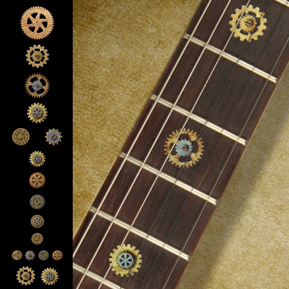 Inlaystickers - Marcadores para trastes para guitarras y bajo - Steampunk Gears