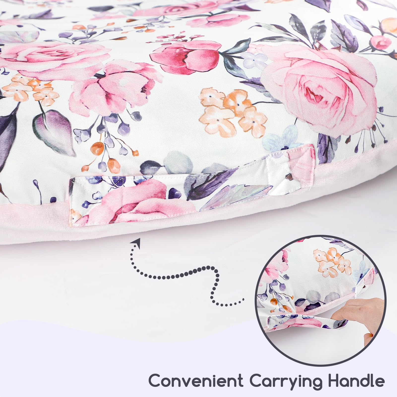 Newborn Lounger Cover for Boys Girls, Soft Comfortable Baby Lounger Cover 1 Pack Reversible Removable Fleece Slipover for Infant Lounger Pillow, Stylish Floral (Cover Only)