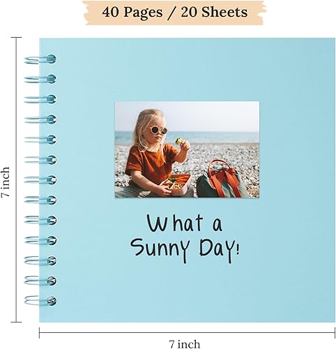 Vista 123 de Álbum de recortes de 8 x 8 pulgadas, álbum de recortes de papel kraft de tapa dura, álbumes de fotos, 40 páginas, perfecto para fotos de 4 x 6 / 5 x