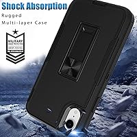 Vista 7 de Funda para iPhone XR, Apple XR con protector de pantalla de vidrio templado, soporte magnético resistente de doble capa a prueba de golpes para Negro