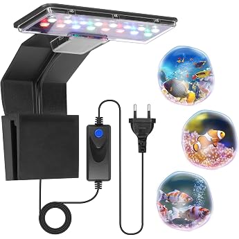 Aquarium LED Lighting 3 Colours 9 W 600 LM 16 LEDs for Aquatic Plants and Fish - 220 V 50-60 Hz Light for Aquariums Black
