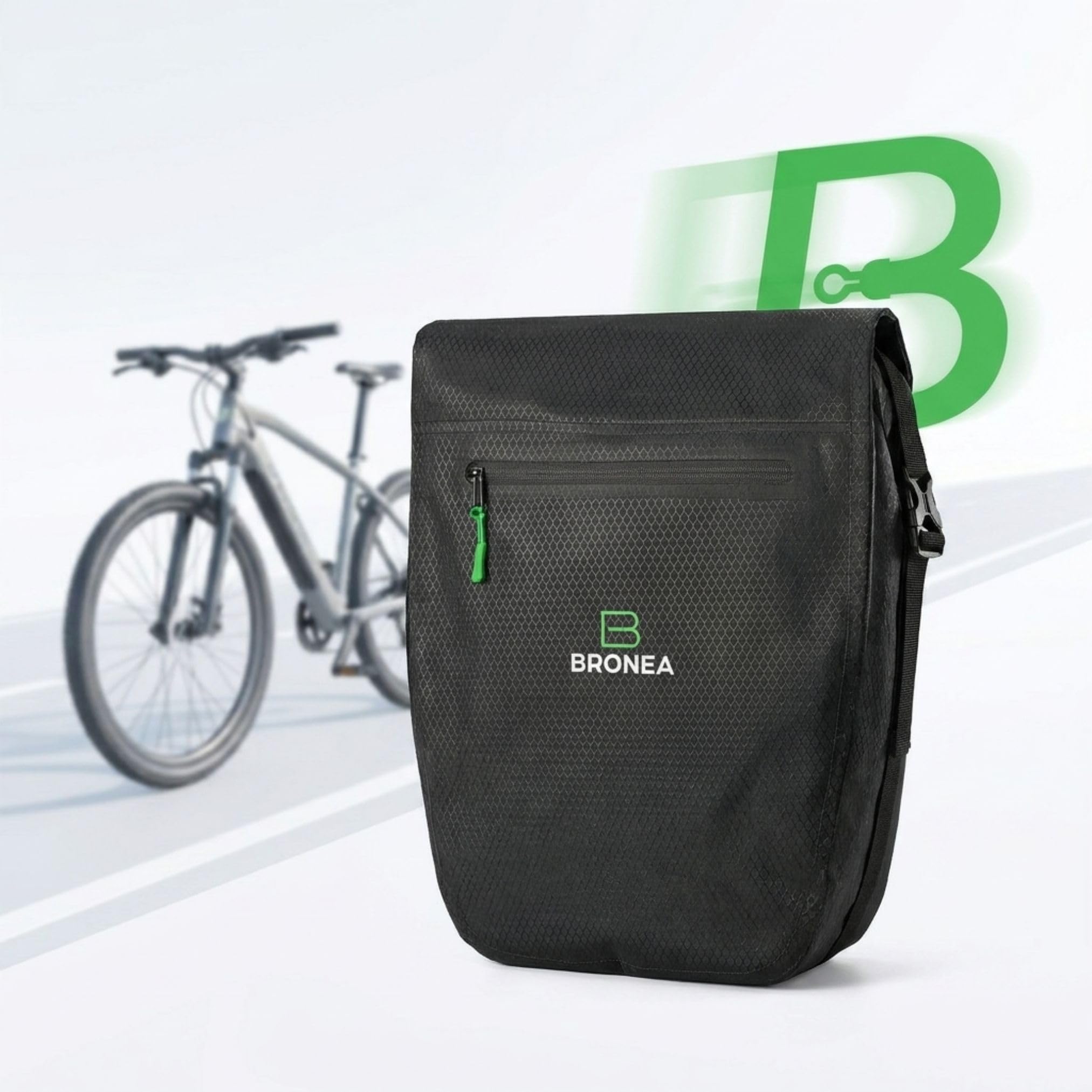 Doppel Fahrradtasche für Gepäckträger hinten, 40L (2x20L) Fahrrad Gepäckträgertasche, 100% Wasserdicht, Reflektierend, Click-System Befestigung, Fahrradtaschen für E-Bike & Fahrrad