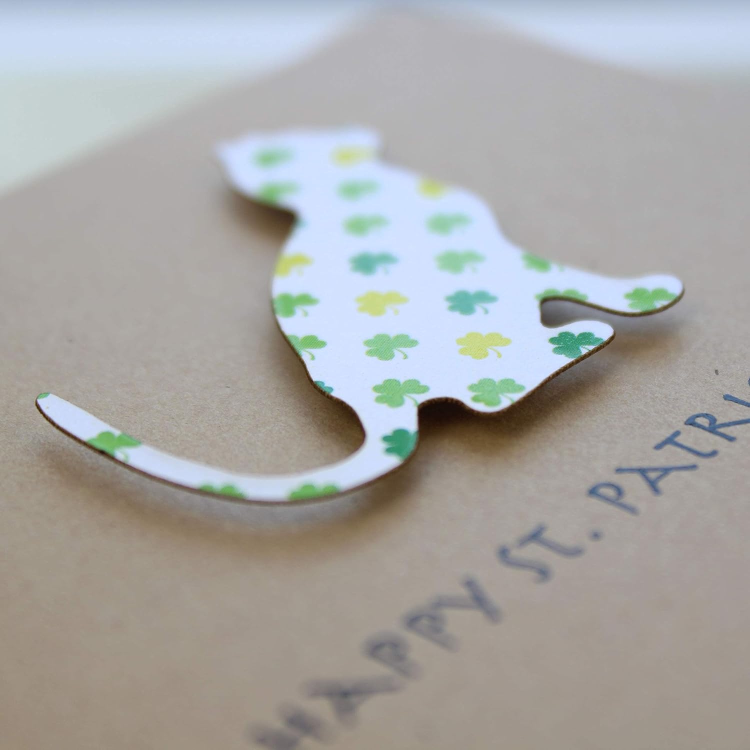 Cat St. Patrick's Day Notecard Pack of 10 | Colored Shamrock Pattern | Cat Greeting Cards | Handmade