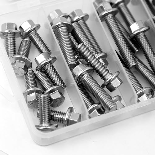 Vista 22 de YEEZET Kit de 240 tornillos y tuercas con brida M5 M6 M8, acero inoxidable 304 tornillos hexagonales con bridas métricas, incluye los 14 tamaños más