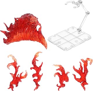 iplusmile Action Figure Stand, Assembly Action Figure Display Holder Base Doll Model Support Stand, Figure Display Fire Effects Compatible with HG RG SD SHF 1/144, Red