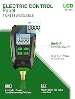 Vista 3 de Medidor Digital de Vacío en Micrones 1/4" SAE, Probador de Presión Digital HVAC, Alarma de Aviso, Compensación de Temperatura, Pantalla LCD, 4 Verde