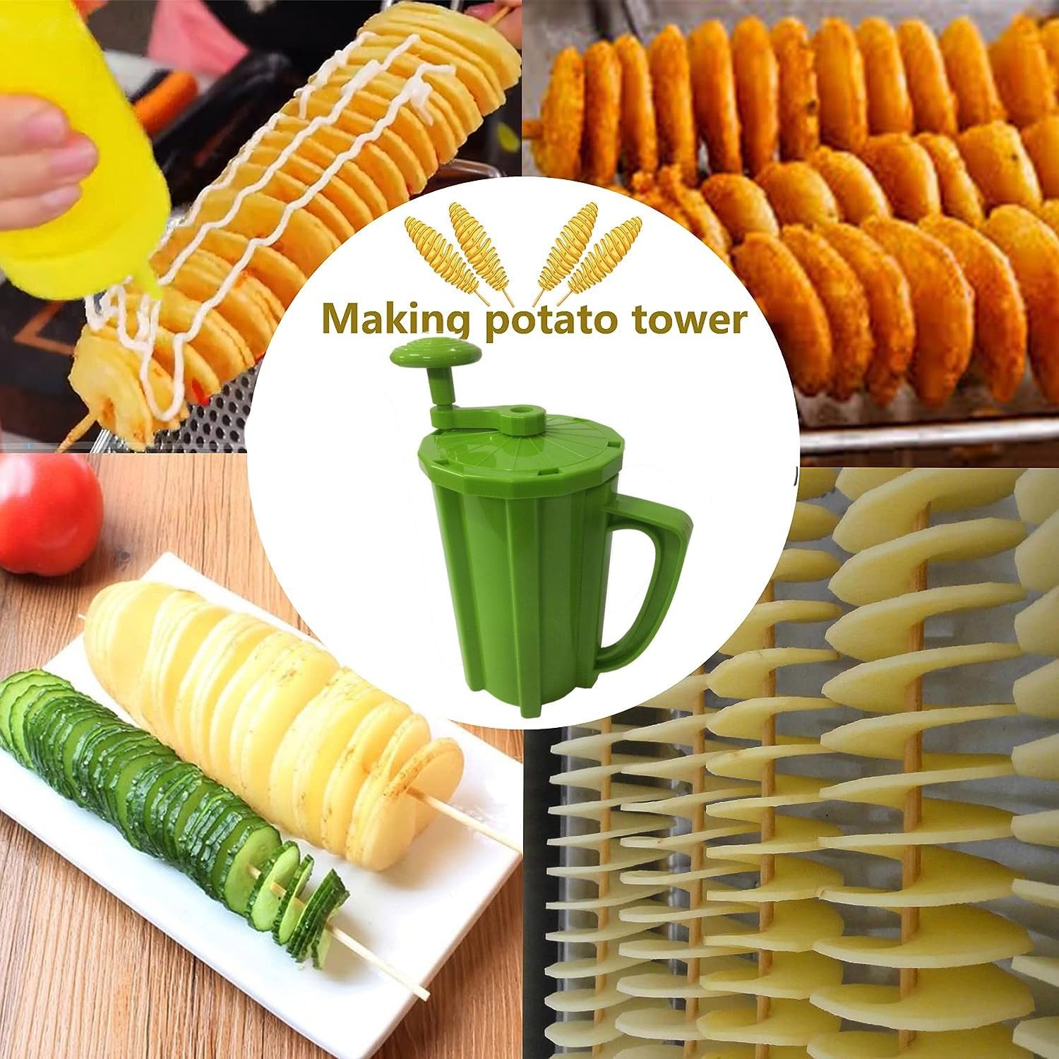 Tornado Kartoffelchips Spiralschneider Manuell Edelstahl Kartoffelchips Slicer Spiral Twister Gemüseschneider Pommes Frittieren