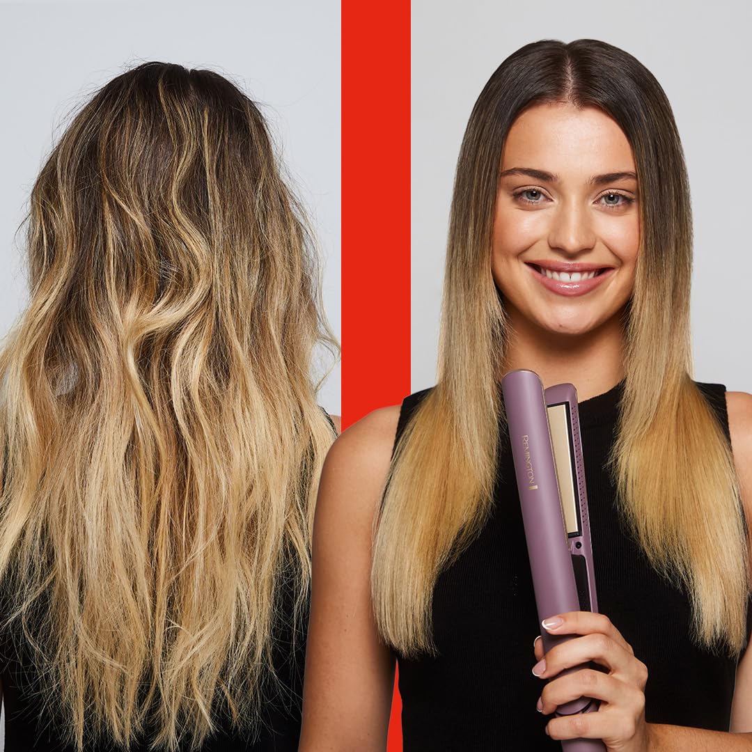 Remington plancha de pelo AIRvive con Aire Ionizado, tecnología Ionic Air antiencrespamiento, revestimiento cerámico ultrasuave con microacondicionadores (placas flotantes, digital, 150-230 °C) S8930