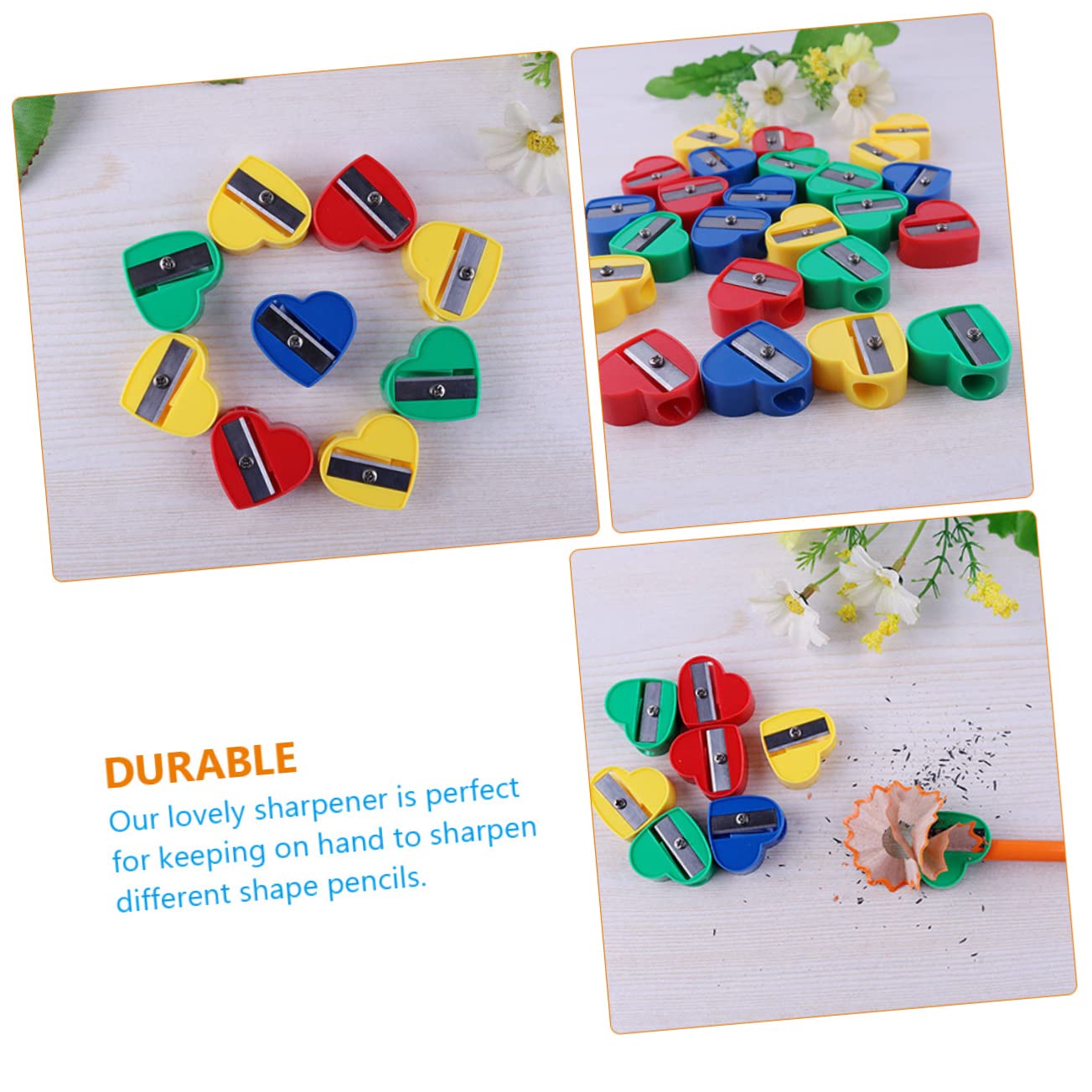 4 Set Di Temperamatite A Forma Di Cuore Per Bambini Mini Strumento Di Cancelleria Manuale Per Forniture Scolastiche Uso in Ufficio 40 Pezzi * 4