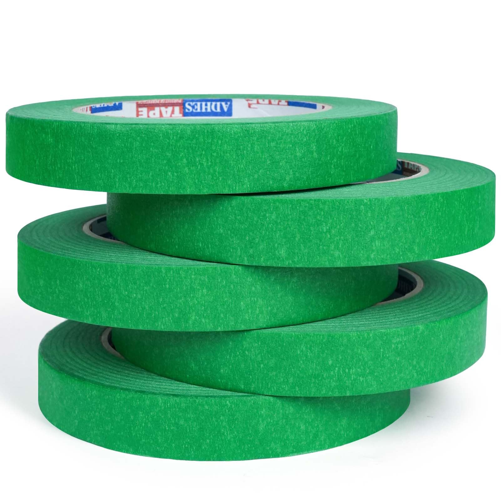 ADHES Green Masking Tape, 5 Rolls 18mm x 50m UV Resistant No Residue Painters Tape, Multi-Surface Artist Paint Tape for Walls Multi Surface Use