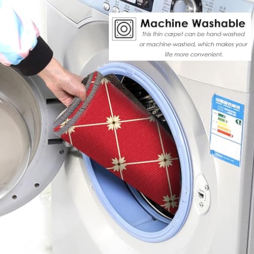 Miniatura 6 de Alfombra de pasillo de hotel de 5, 10, 12, 16, 20 pies, antideslizante, clásica, con flores doradas, alfombra de área rectangular azul sin pelo para