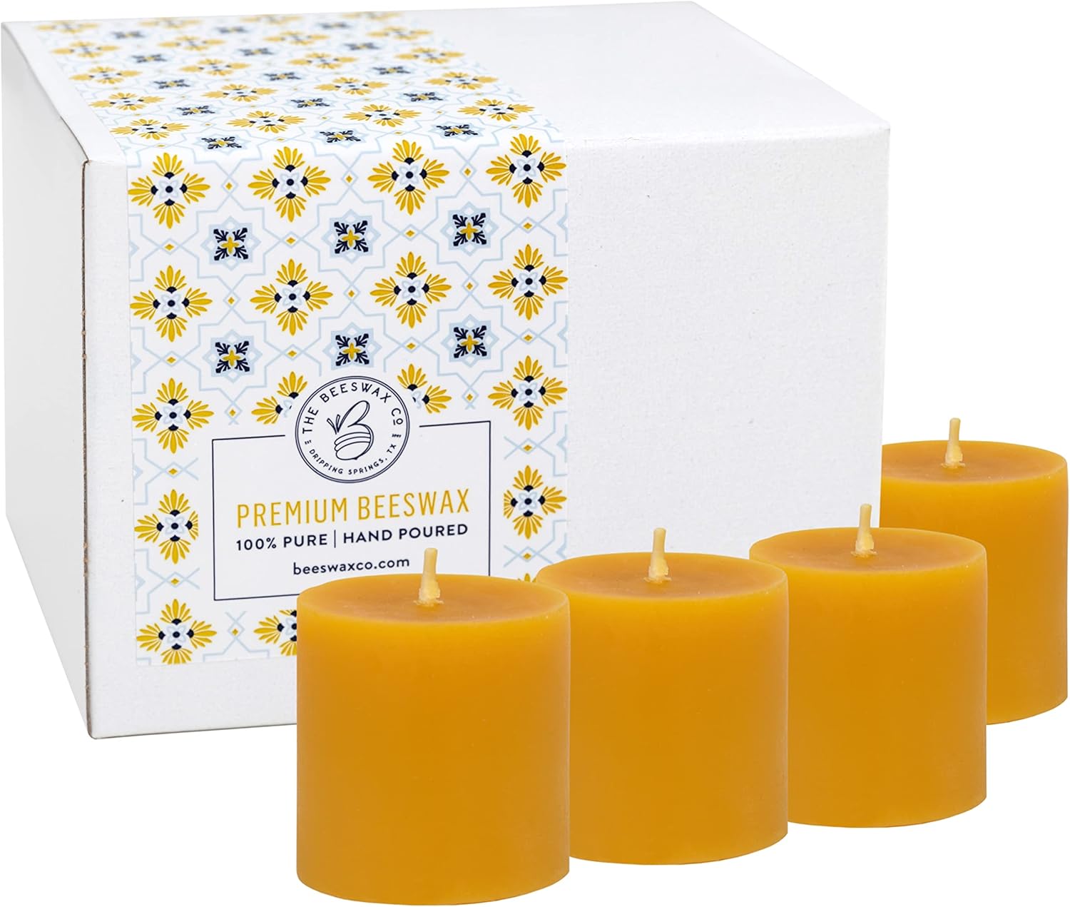 The Beeswax Co Jumbo Votive Beeswax Candles - Natural Honey Scented - for Home - Long-Lasting & Eco-Friendly - Cotton Wick - Slow Burning - Hand Poured Pure Organic Bees Wax - Set of 12 Votives