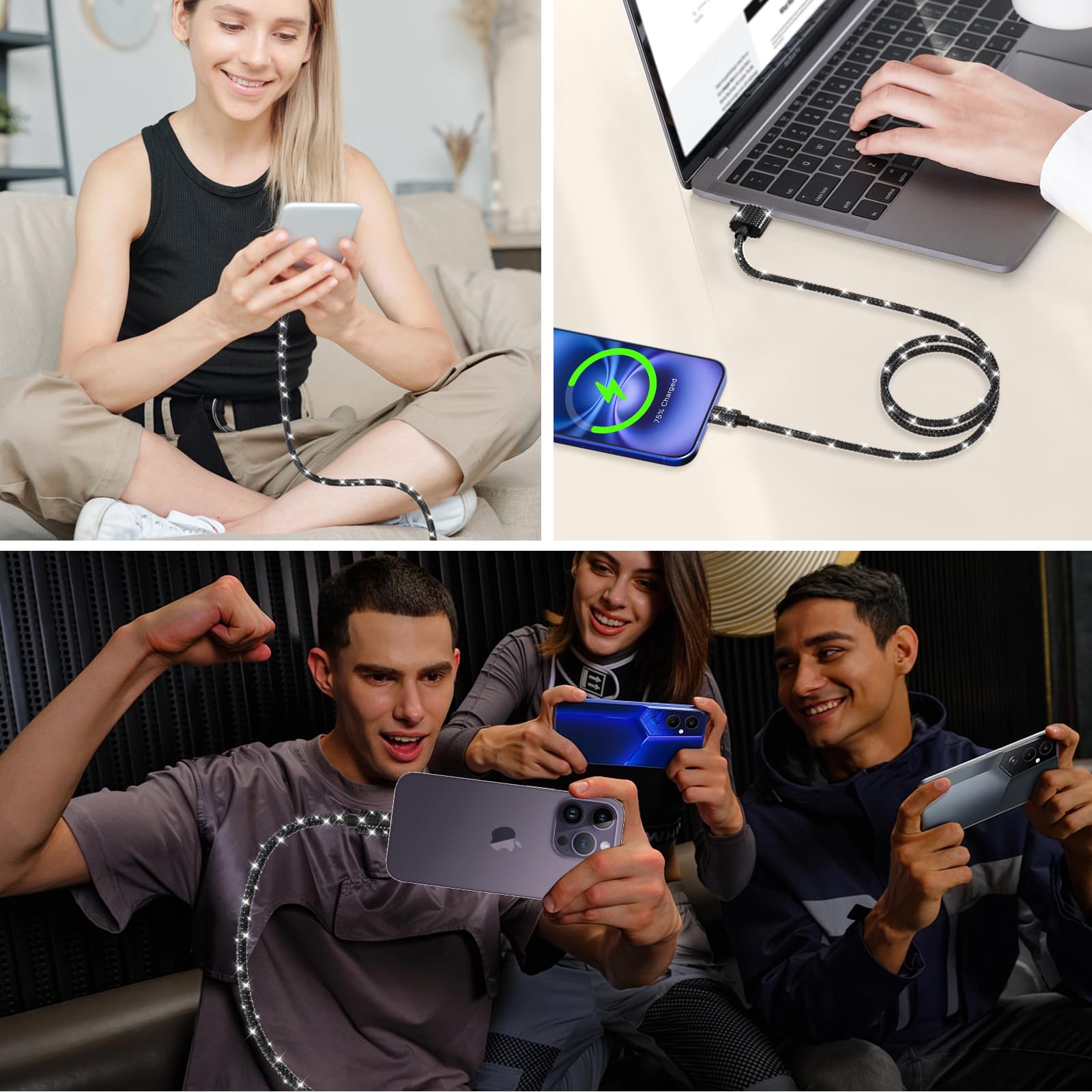 Cable USB a USB C de 4 pies, 60 W, cable USB C para cargador de iPhone, cable de carga rápida trenzado para iPhone 16, 15 Plus, Pro Max, Samsung Galaxy S24, S23