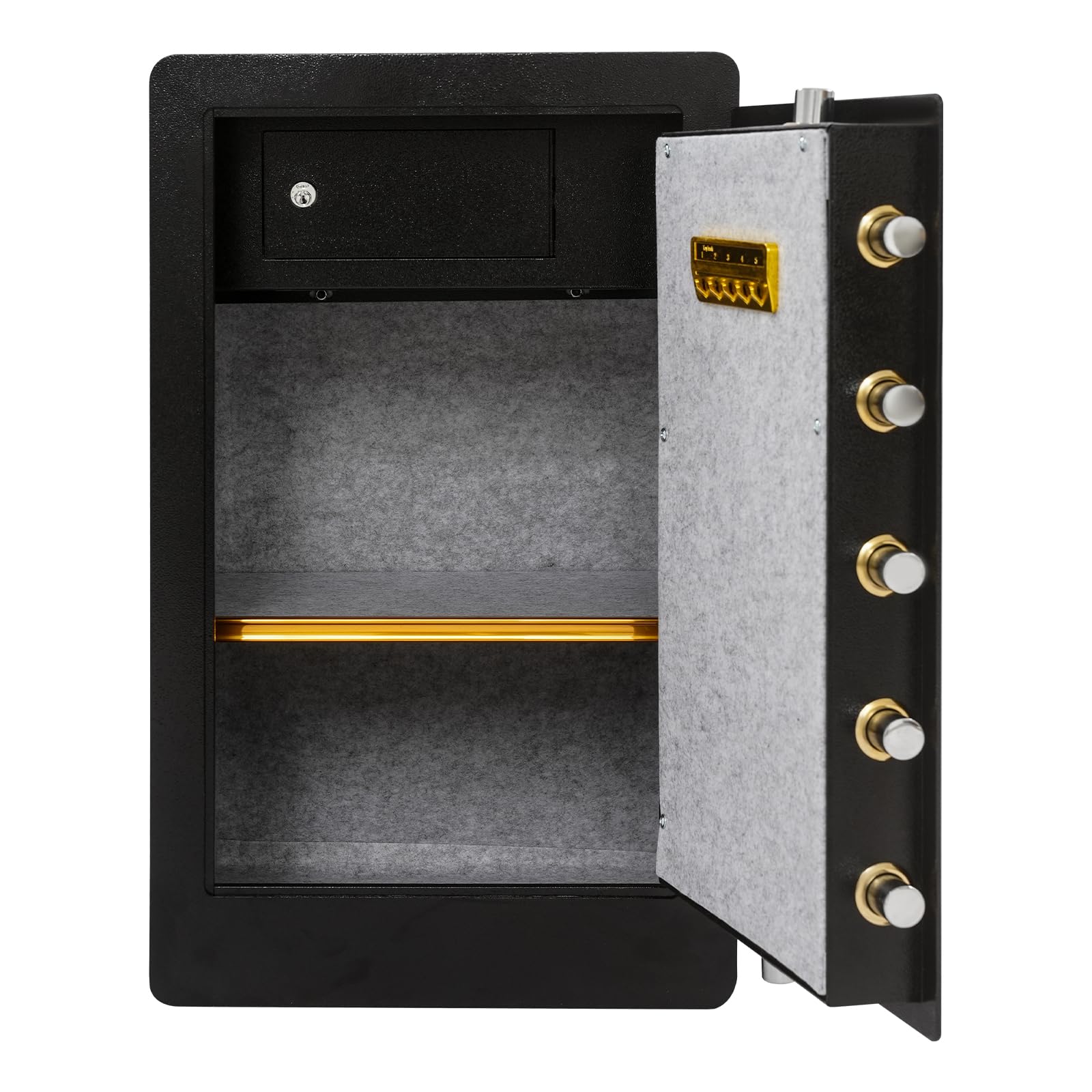 Cassaforte a doppio strato con combinazione digitale e 4 chiavi LED, cassaforte elettronica, per ufficio, casa, 40 x 33 x 70 cm