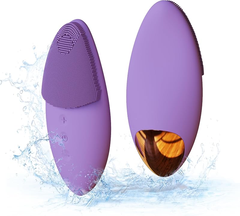 Escova elétrica de limpeza facial Bella Ciao com 12 velocidades, cabeça dupla de silicone e metal, recarregável, IPX6, roxa
