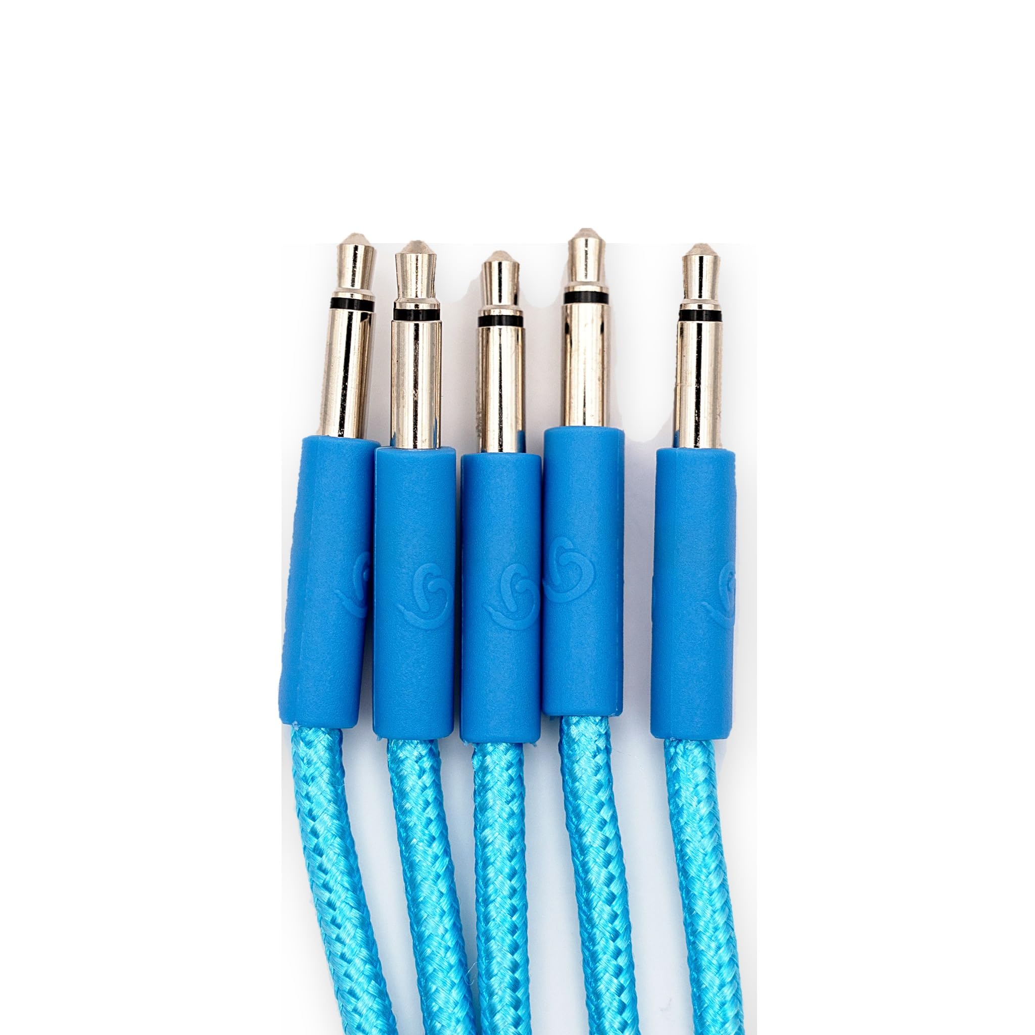 Cavi Patch Eurorack Slim Intrecciati 30 cm – Connettori Extra Sottili – Jack Mono 3,5 mm – Blu – Confezione da 15
