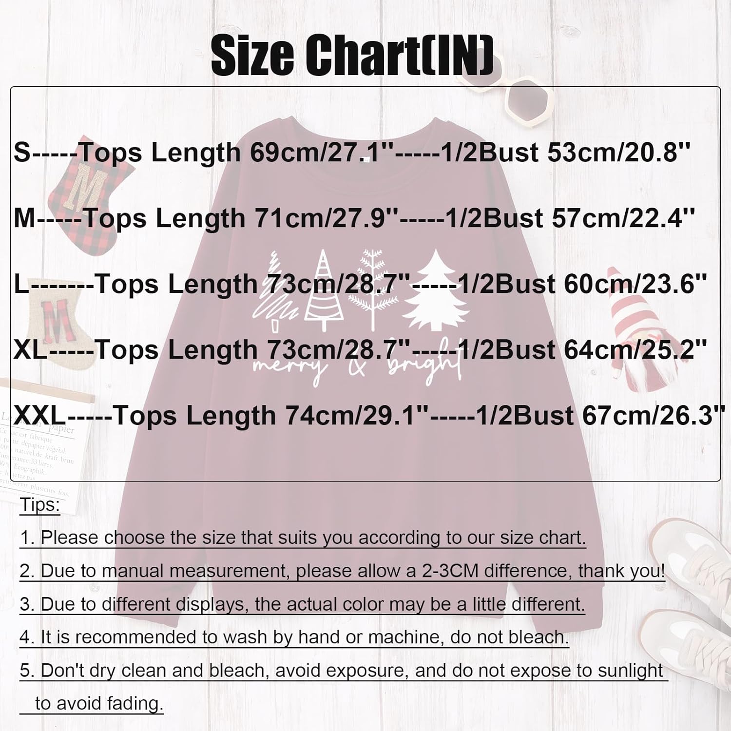 CM C&M WODRO Women Christmas Tree Sweatshirt Merry and Bright Xmas Tree Sweater Shirt Crewneck Oversized Holiday Pullover Top - Image 5