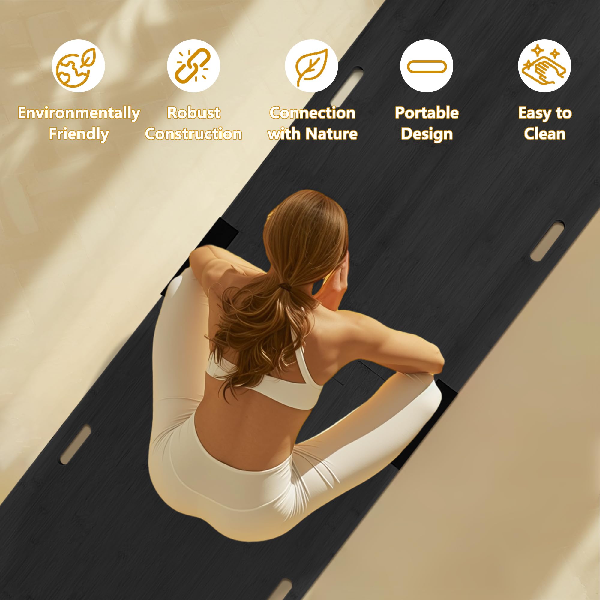 Yoga Mat Board for Carpet, Yoga Mat for Carpet, Grass, Uneven Surfaces (Black)