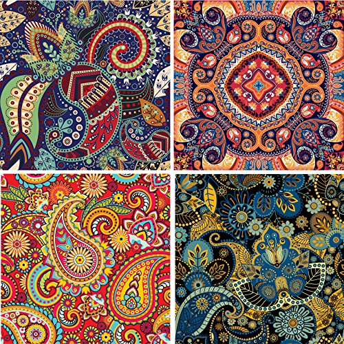 FOUR 12" x 12" Blinggasm Vinyl Sheets Set, Paisley Pattern Outdoor Vinyl 003