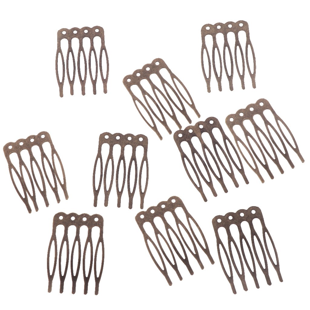 Fityle 10pcs Antique Silver Gold Bronze Tone Metal Hair Side Combs Clips Pins 2.7/5.6cm for DIY Jewelry Finding Crafts - Bronze, 2.7cm : Beauty & Personal Care