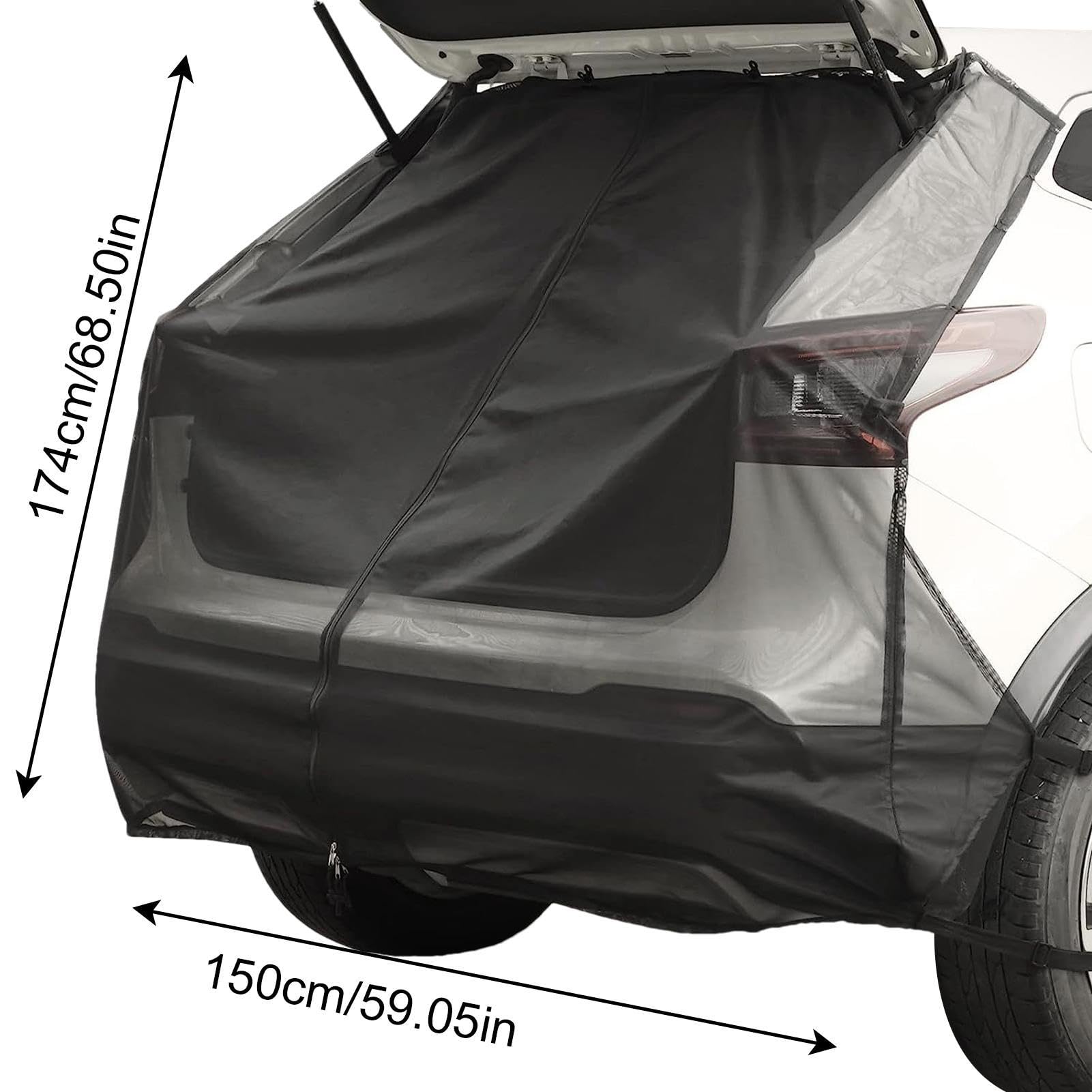 Auto Camping Netz - Auto Heckklappe Mesh Screen, Atmungsaktives Mesh Auto Zelt für UV MPV mit Haken