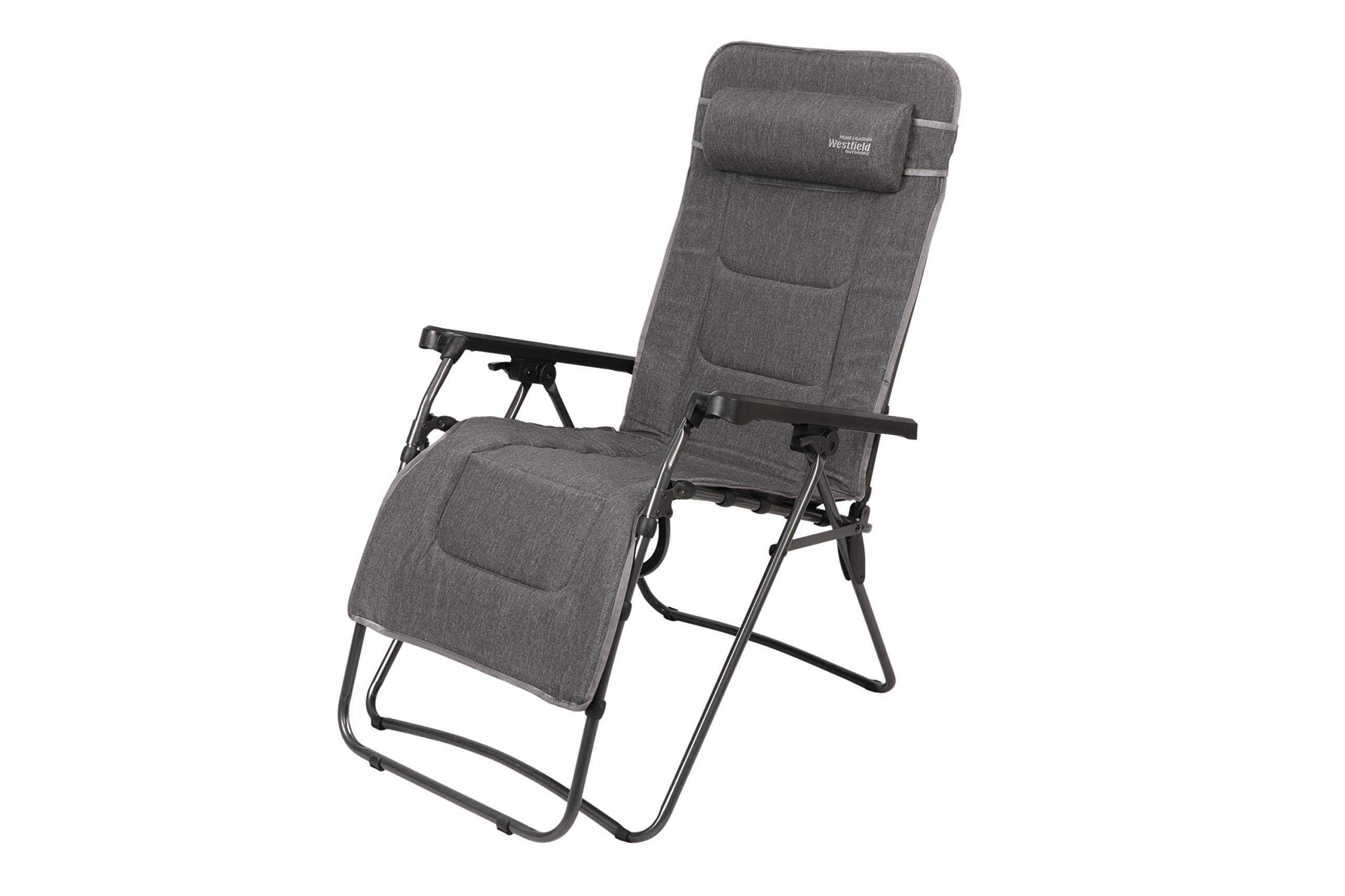 Westfield ® Relaxliege Basic anthrazit gepolstert bis 120 kg belastbar | bis 120 kg belastbar, wetterfest, Liegestuhl, Campingliege, Campingstuhl