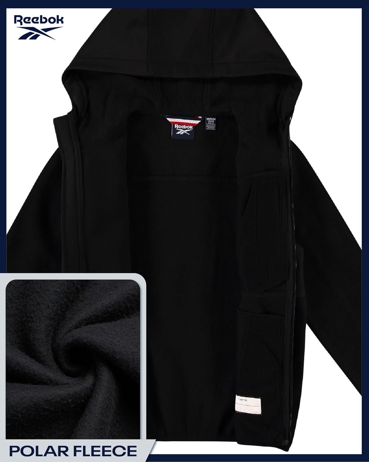 Reebok Boys Fleece Jacket - Weather Resistant Polar Fleece Lined Full Zip Boys Winter Coat - Cozy Hooded Kids Winter Jacket - Image 5