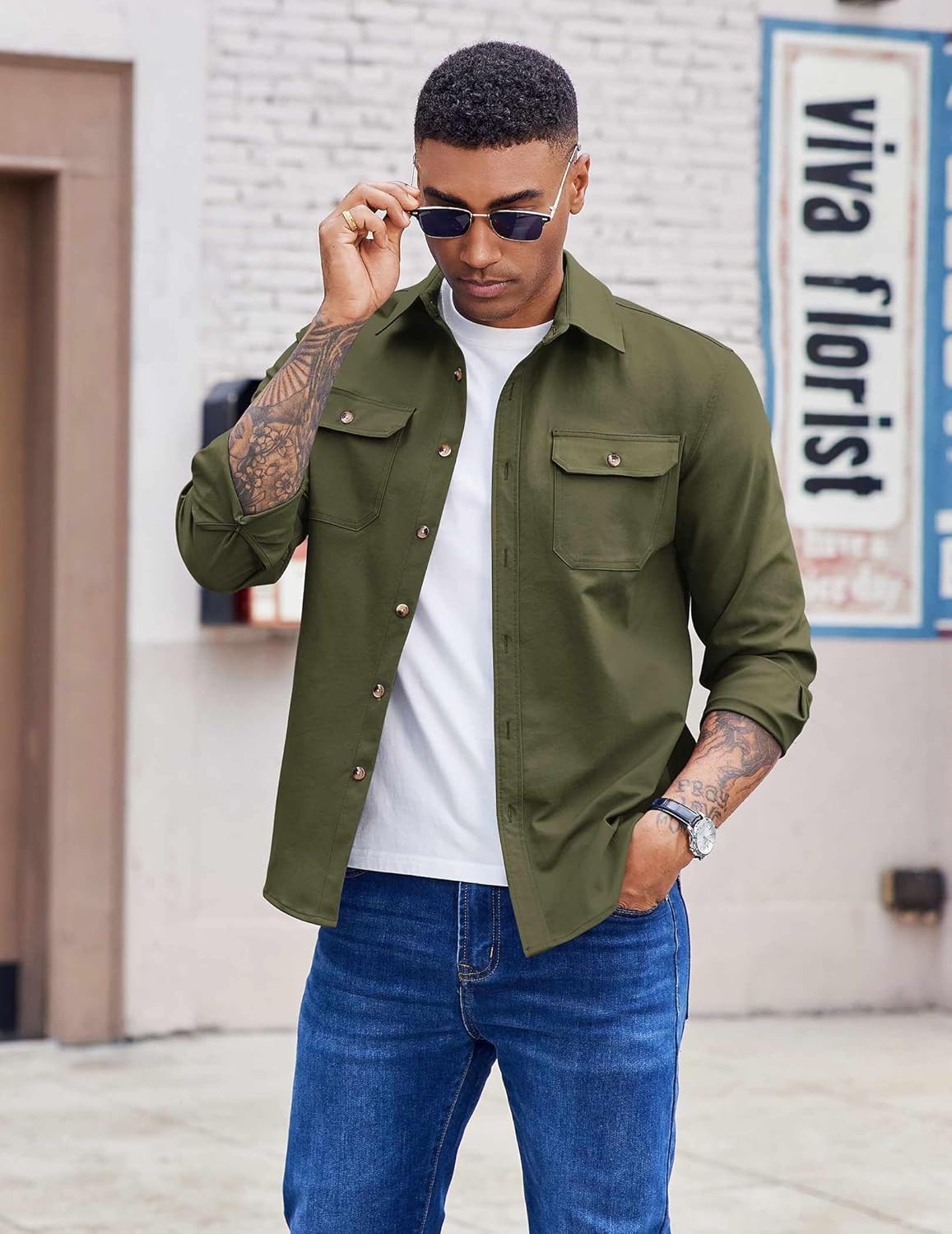 COOFANDY Jaqueta masculina casual abotoada, manga comprida, leve, com bolsos de aba em promoção! Veja a oferta e mais achadinhos de Jaquetas & Casacos 9 Hoje é o melhor dia para comprar COOFANDY Jaqueta masculina casual abotoada, manga comprida, leve, com bolsos de aba com aquele preço maroto! Promoção! Aproveite a oferta! 9