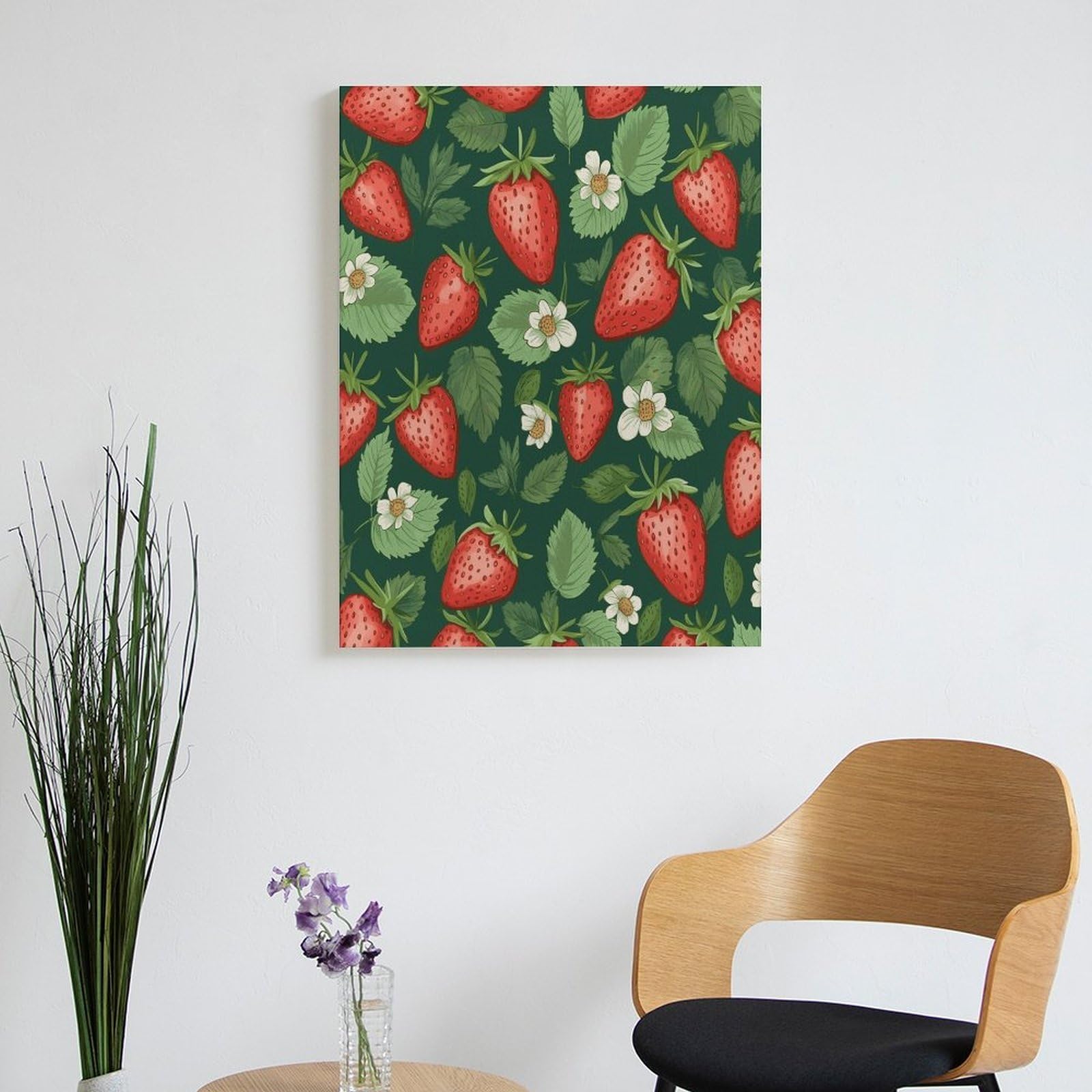LPAGBCNU Malen nach Zahlen mit frischen Erdbeeren und Blättern, Malen-nach-Zahlen-Set für Erwachsene, Anfänger, Erwachsene, Malen nach Zahlen, Kits auf Leinwand, DIY-Acryl-Ölfarben, Malerei mit