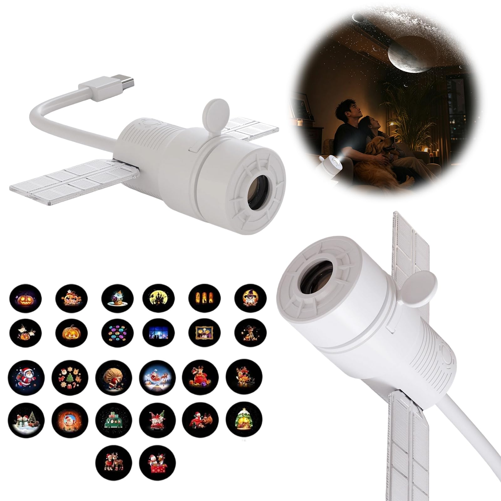 Projektor Star 2 w 1 Przenośny USB Galaxy Night Light 360 Flex (L)