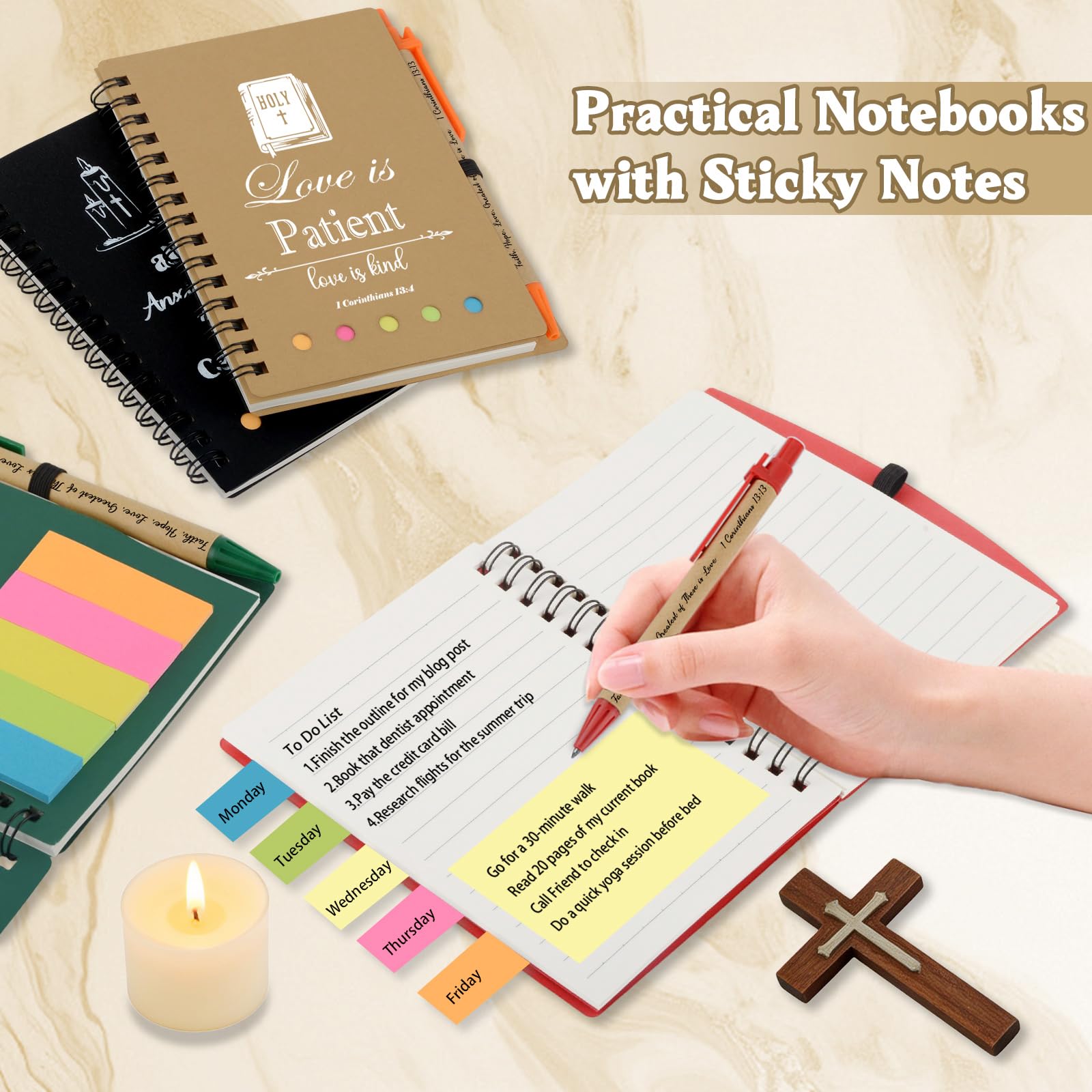 Regalos cristianos para mujeres y hombres, cuaderno de bolsillo en espiral, regalos religiosos a granel, 20 piezas/10 juegos, diario cristiano inspirador para notas de sermón, iglesia, cuaderno de