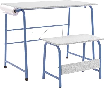 Project Center, Kids Craft Table with Bench In Blue / Spatter Gray 55126