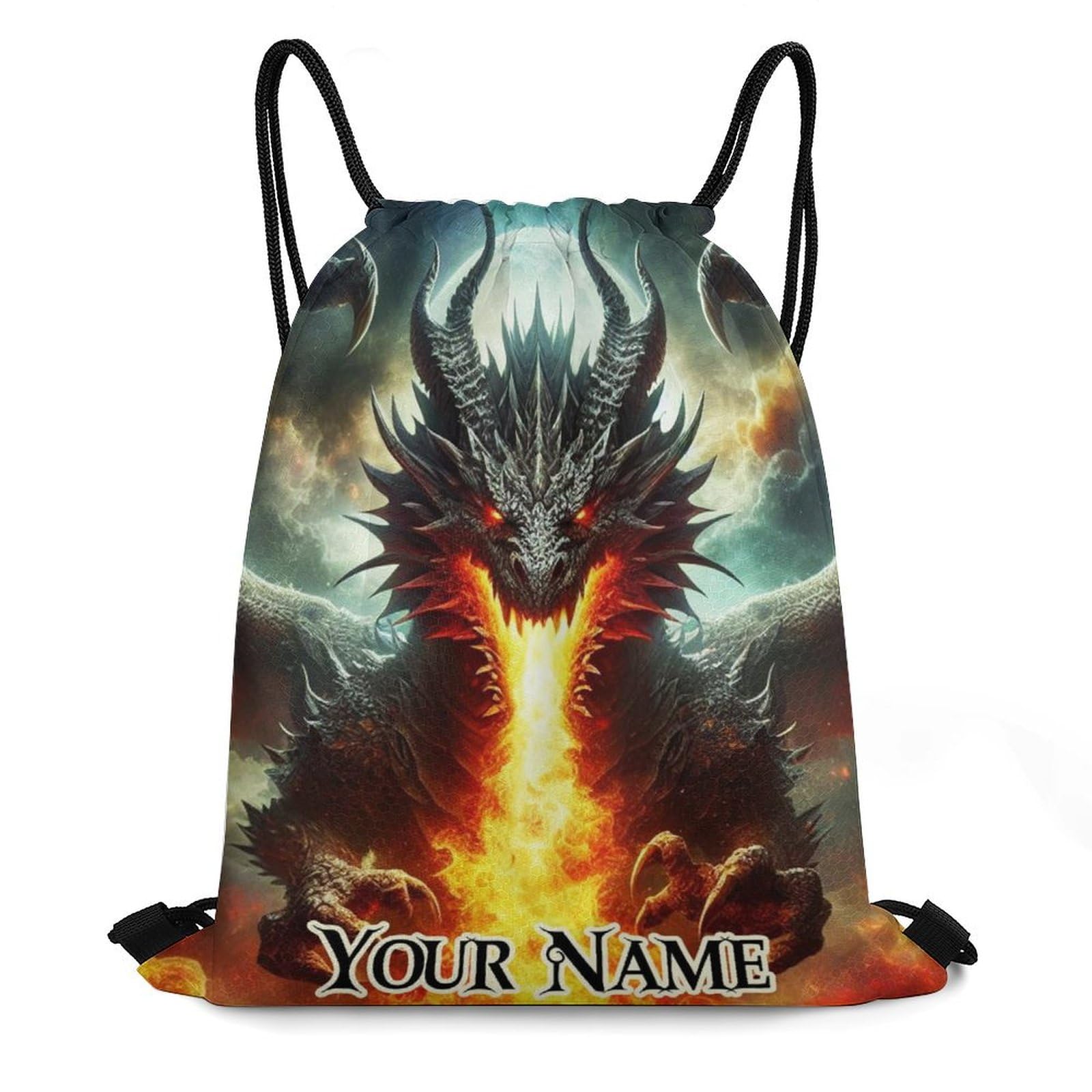 ZCJB-WSRY Custom Dragon Drawstring Backpack - Cute Cinch Sack, String Backpacks for Kids Women Men Boys Girls for Gym Outdoor Sports Travel Athletic