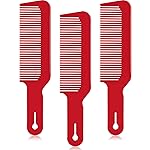 Boao 3 Pieces Barber Combs Flat Top Clipper Combs Hair Cutting for Flat Top and Clipper Cuts(Red)