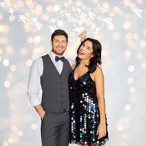 Miniatura 7 de 80 piezas de recortes de estrellas de papel con doble impresión, decoración de estrellas con purpurina de confeti, estrellas de cartón para tablón