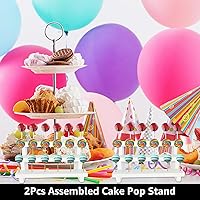 Vista 4 de CertBuy 2 soportes de madera para tartas de 3 niveles y 17 agujeros, soporte de exhibición para tartas de 0.16 pulgadas, soporte de exhibición